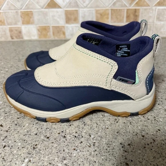 LL Bean Women’s Tek 2.5 Waterproof Trail Hiking Duck Boots Navy/Tan Size 6 EUC - Picture 3 of 9